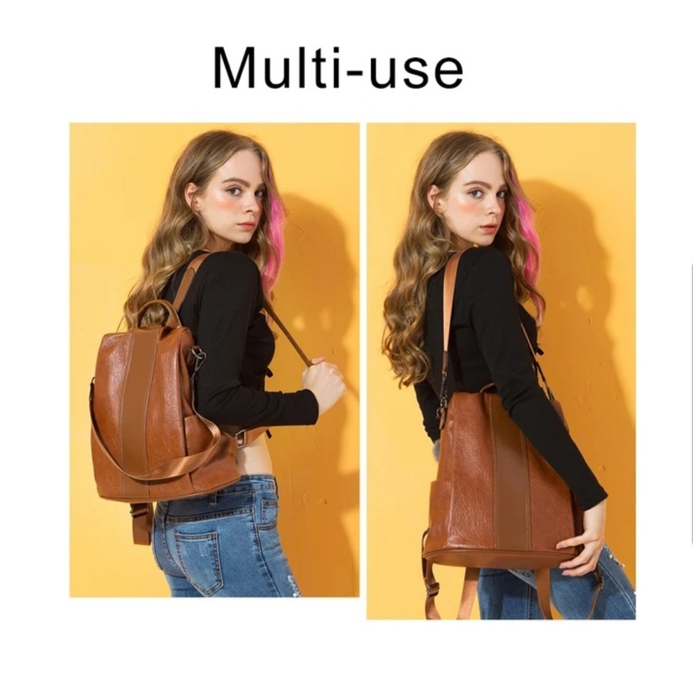 NEW MONZA Leather Backpack Shoulder Bag - Picture 5 of 8